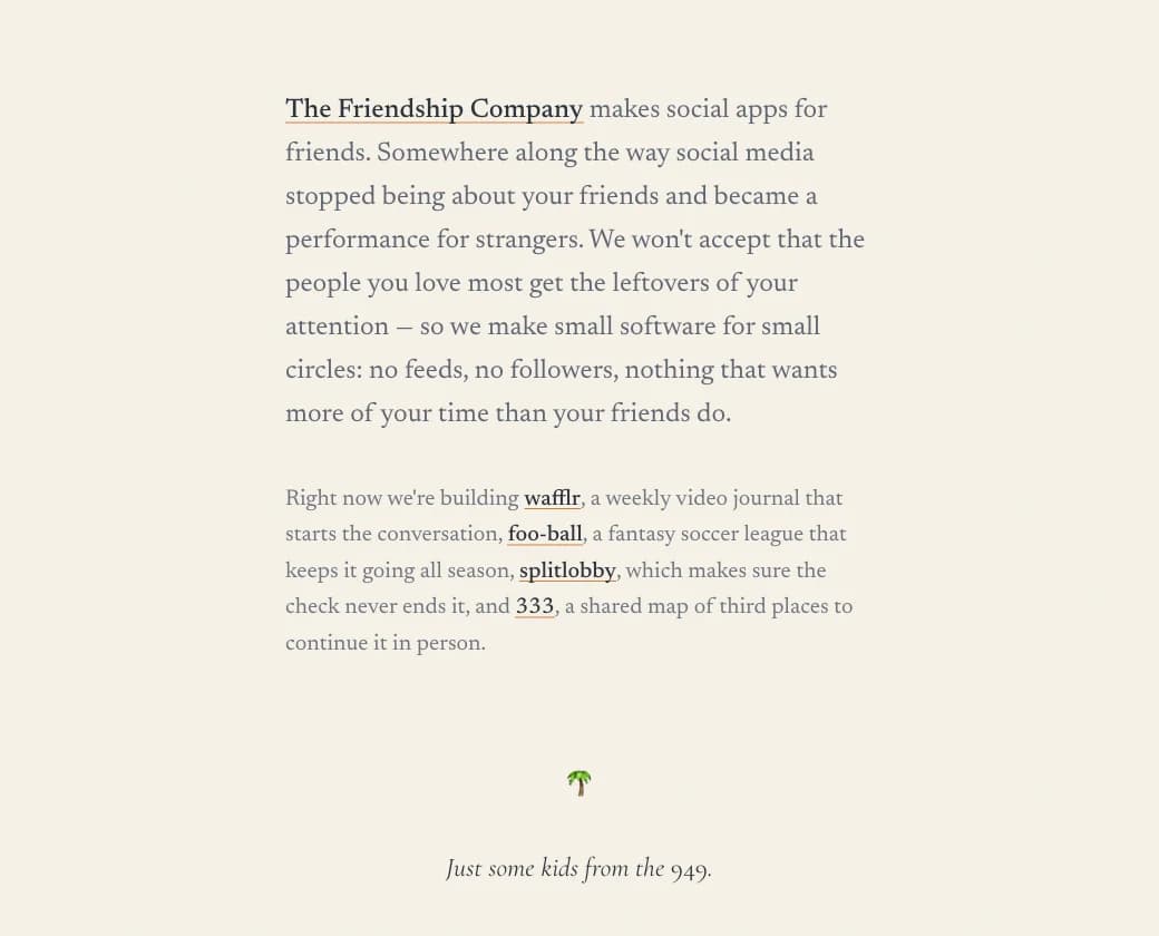 The Friendship Company website preview