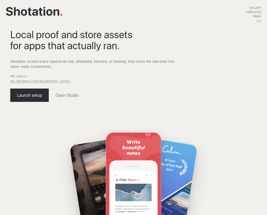 Shotation website preview