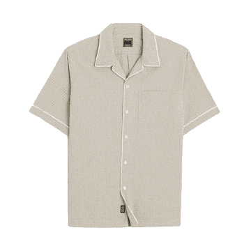 Tipped Seersucker Shirt - Warm Grey