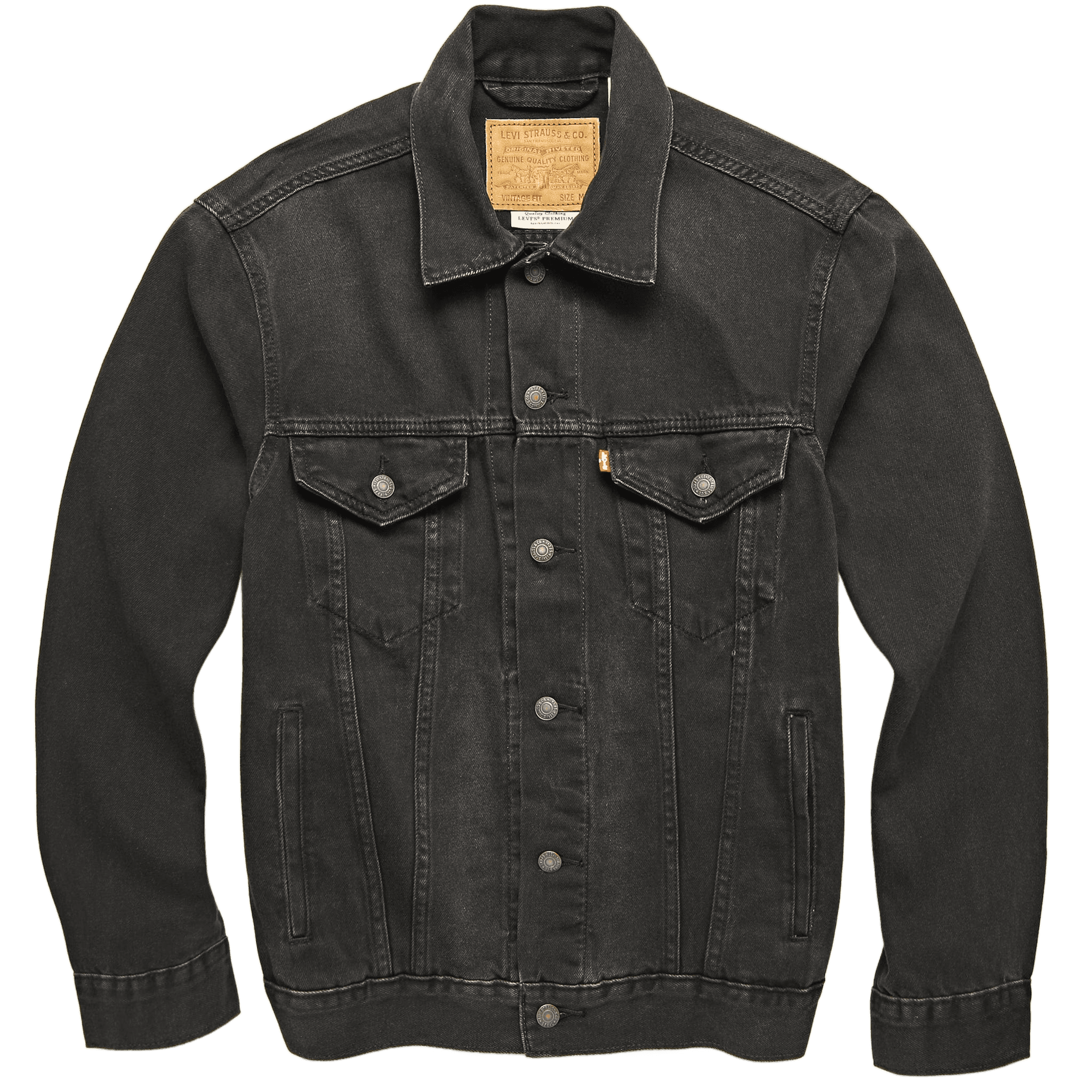 Vintage Fit Trucker Jacket - Very Black
