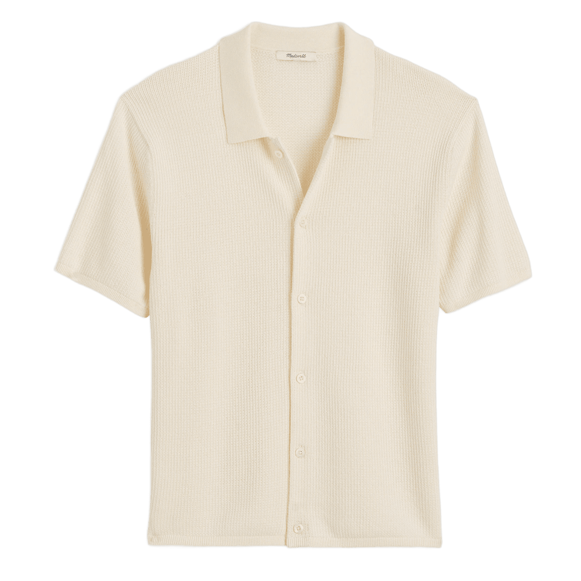 Open-Stitch Full-Placket Polo - Bisque