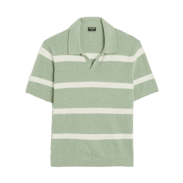 Boucle Stripe Polo - Dusty Mint