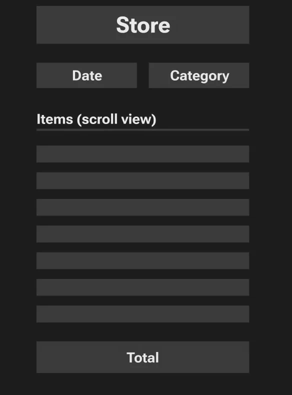 the Figma wireframe, october: one category per receipt