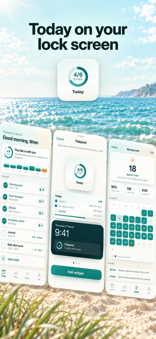 Tidepool store card: 'Today on your lock screen' with widgets