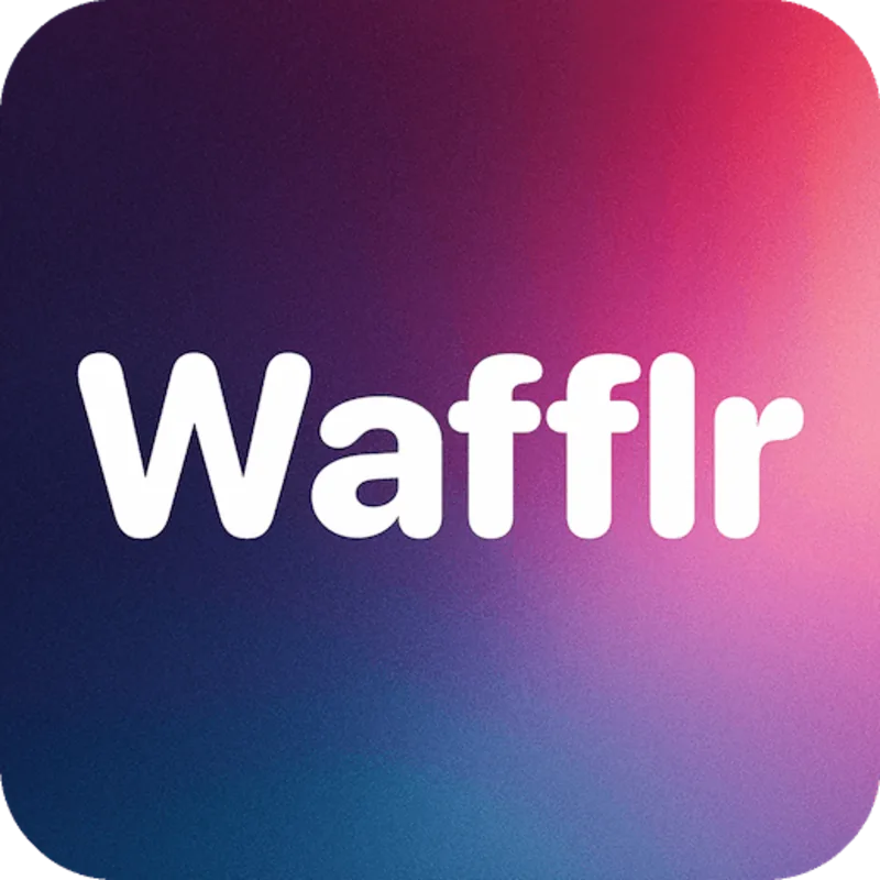 Logo three: the word Wafflr on a purple-to-pink gradient